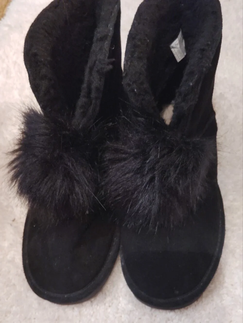BearPaw Women's Black Faux Fur Ankle Boots